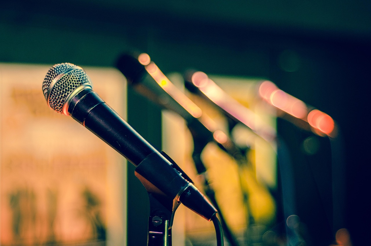 Concert stage with professional sound equipment