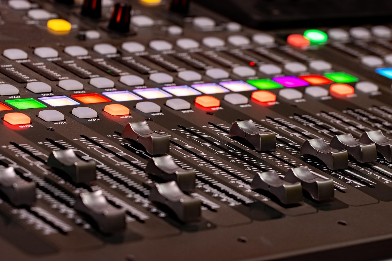 Music producer working in a recording studio